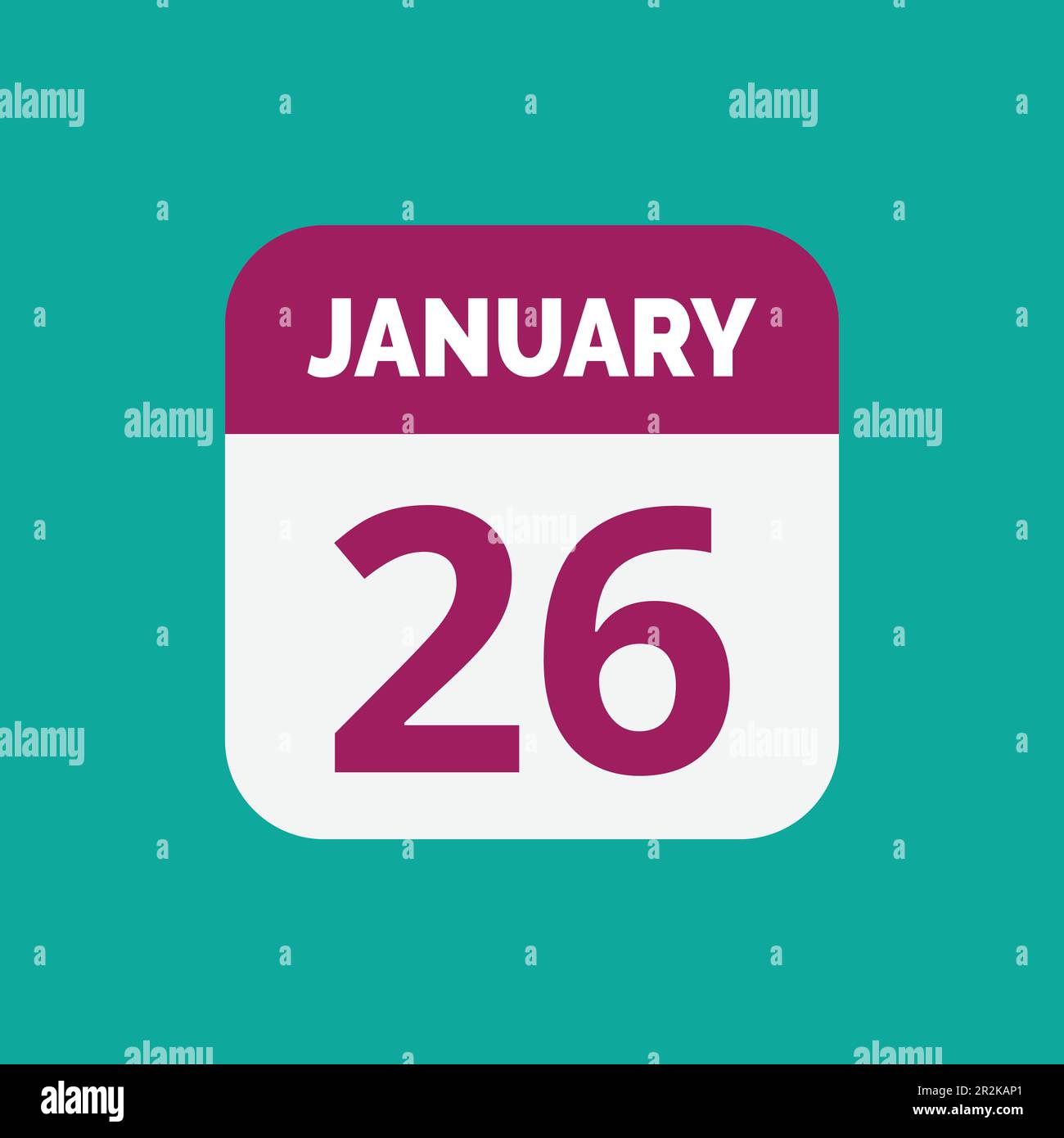 Flat 26 January calendar Icon Stock Vector Stock Vector