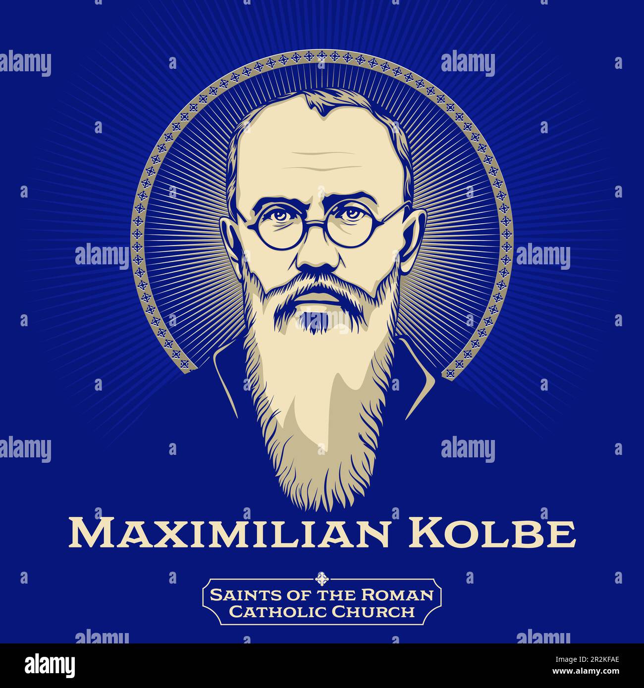 Maximilian Kolbe (1894-1941) was a Polish Catholic priest and Conventual Franciscan friar who volunteered to die in place of a man in the German death Stock Vector