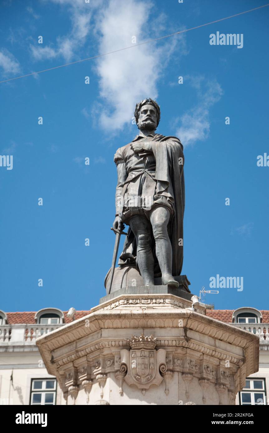 Statue of Luiz de Camoes, Largo de Camoes, Lisbon, Portugal Stock Photo