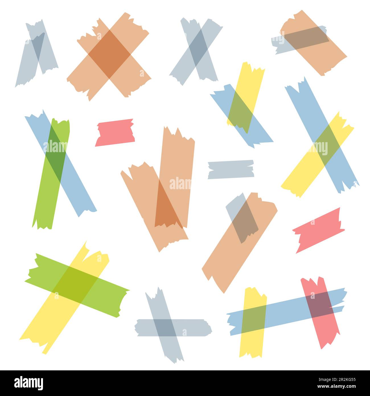 Adhesive or masking tape pieces flat vector illustration set Stock Vector