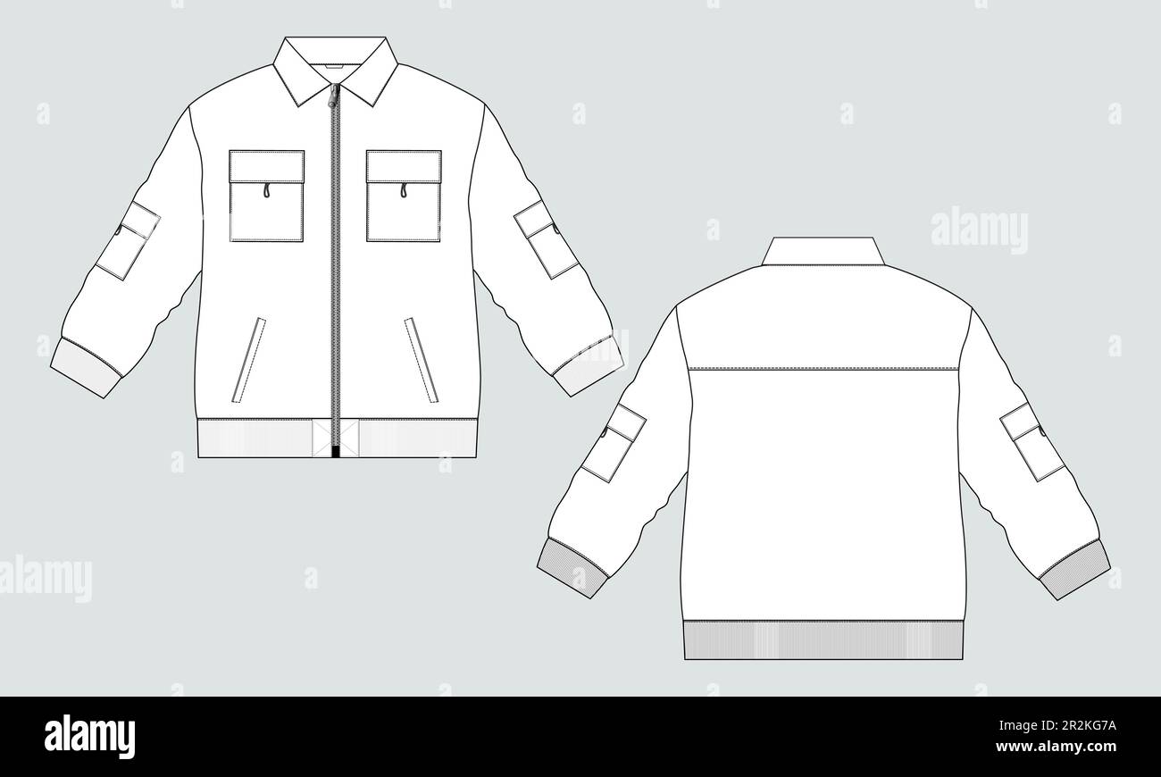 Premium Vector  Long sleeve sweatshirt jacket technical fashion flat sketch  vector illustration template