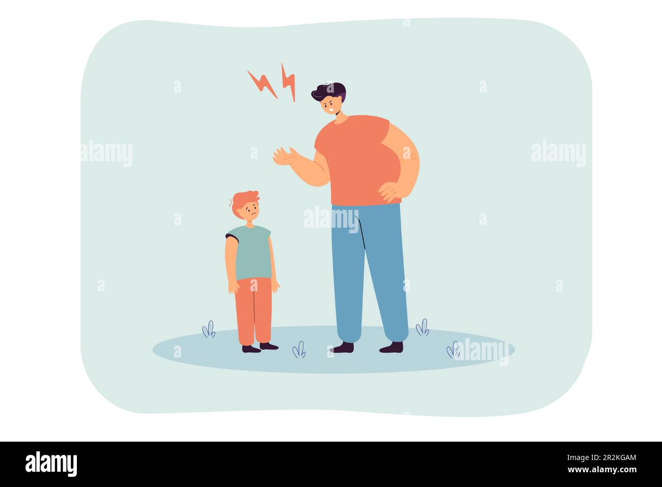 Angry father punishing sad little son Stock Vector