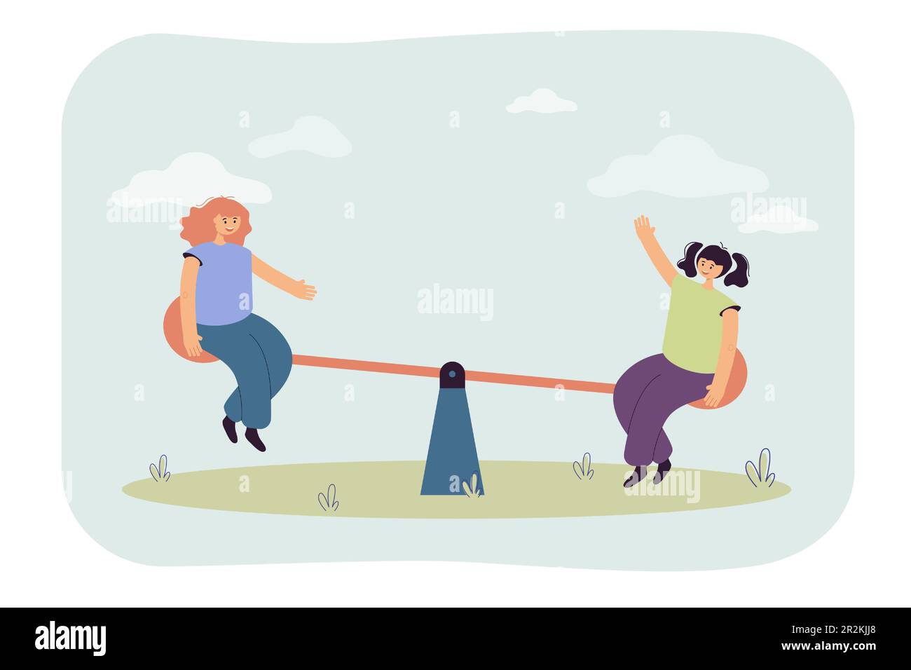 Children riding teetertotter vector illustration Stock Vector Image