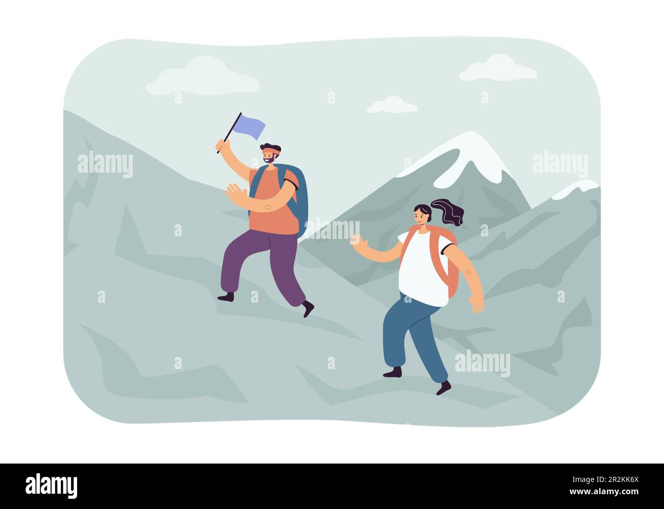 Man and woman hiking vector illustration Stock Vector