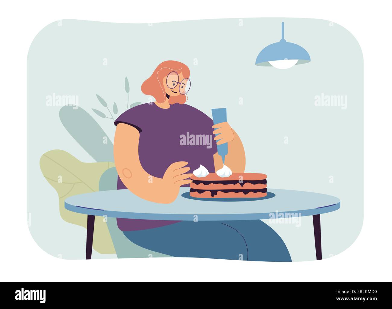 Woman making cake vector illustration Stock Vector Image & Art - Alamy