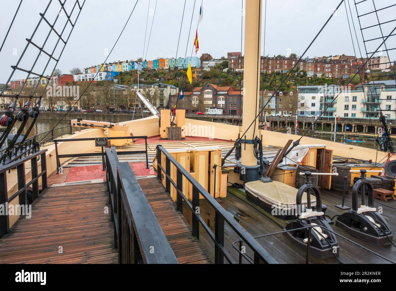 View of deck looking towards bow and fo’c’sle of Brunel’s restored SS ...