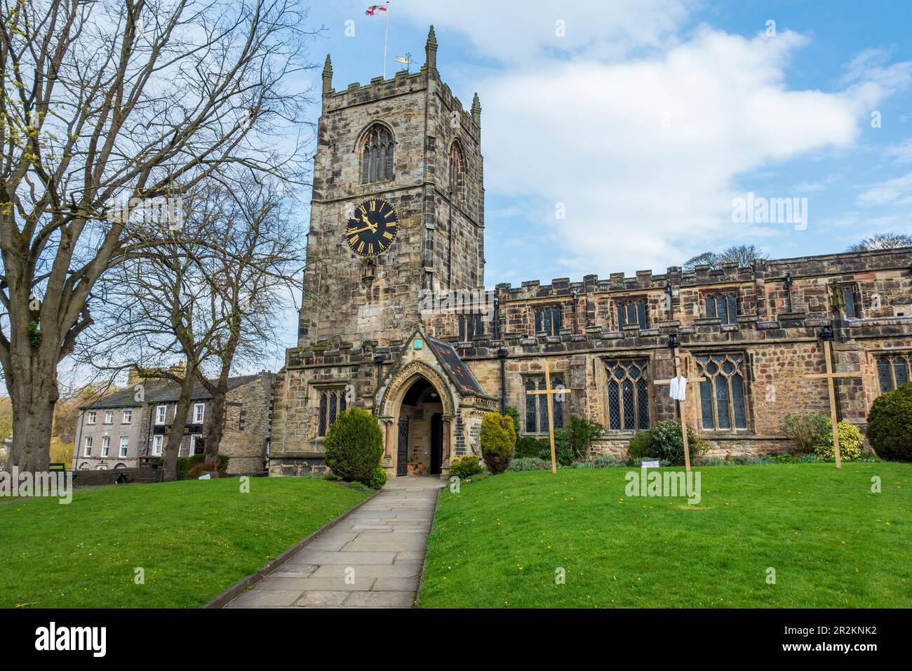 Holy Trinity Church at the top of the High Street in Skipton, North Yorkshire, England, UK Stock Photo