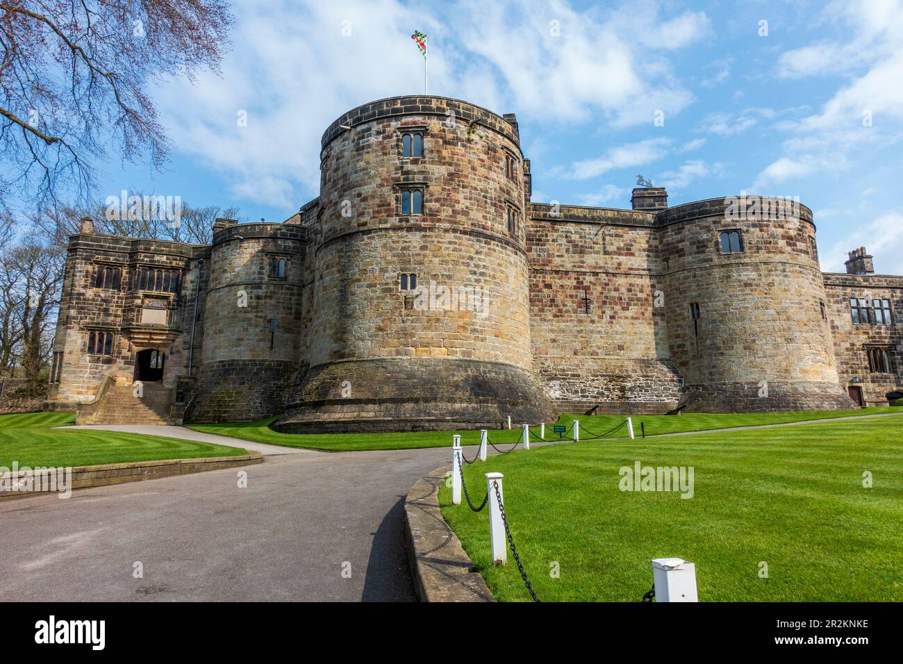 Medieval Keep at Skipton Castle in Skipton, North Yorkshire, England, UK Stock Photo