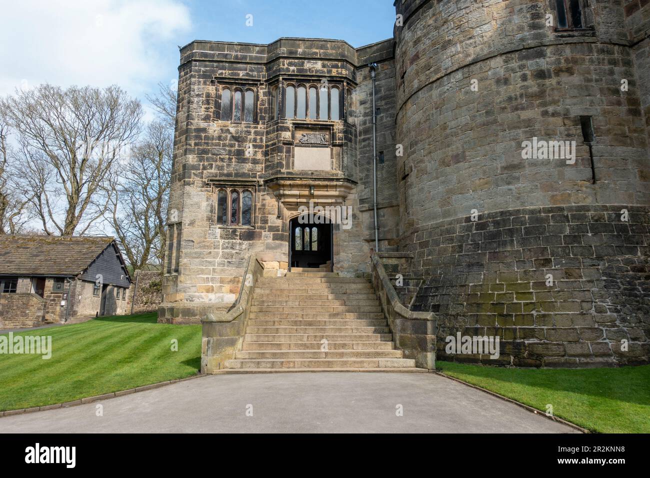 Entrance to Medieval Keep at Skipton Castle in Skipton, North Yorkshire, England, UK Stock Photo
