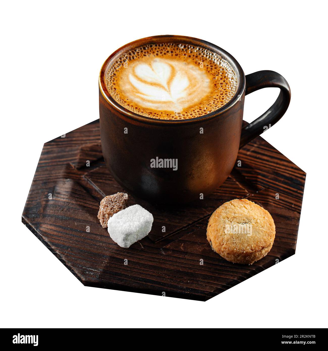 Isolated portion of cappuccino coffee with cookie Stock Photo