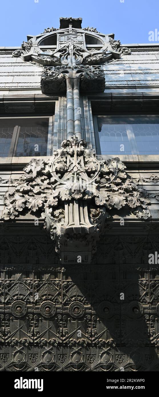 Architectural detail from the Louis Sullivan building located in the Lincoln Square neighborhood of Chicago. Stock Photo