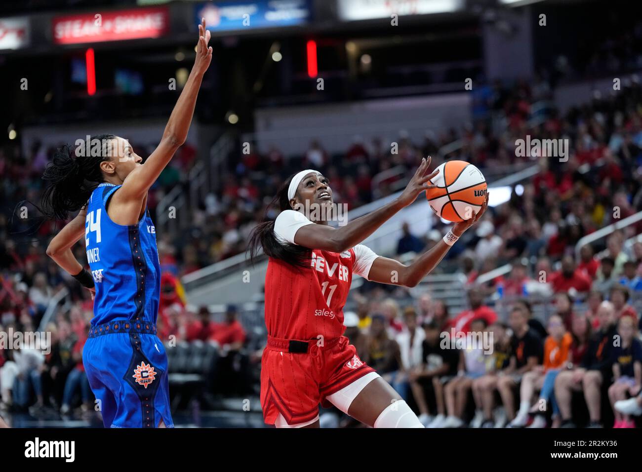 Indiana Fever guard Maya Caldwell (11) in action as the Connecticut Sun
