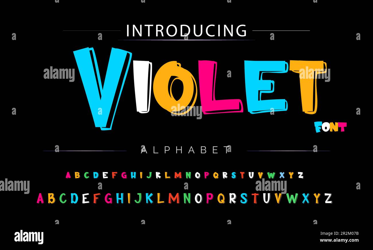 Funky colorful cartoon font type. Vector alphabet Stock Vector Image ...