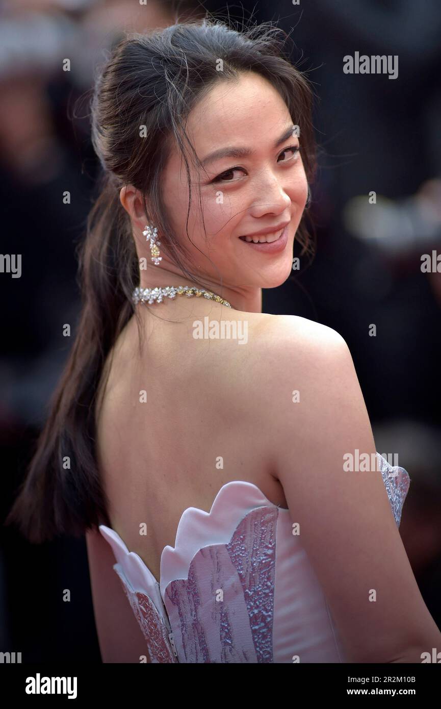 CANNES, FRANCE - MAY 19:Tang Wei arrives for the premiere of the film The Zone Of Interest in competition during the 76th edition of the Cannes Film Festival at Palais des Festivals in Cannes, France on May 19, 2023. Credit: dpa picture alliance/Alamy Live News Stock Photo