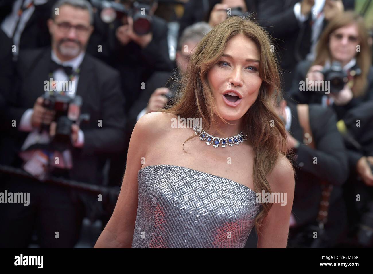 CANNES, FRANCE - MAY 19:Carla Bruni arrives for the premiere of the film The Zone Of Interest in competition during the 76th edition of the Cannes Film Festival at Palais des Festivals in Cannes, France on May 19, 2023. Credit: dpa picture alliance/Alamy Live News Stock Photo