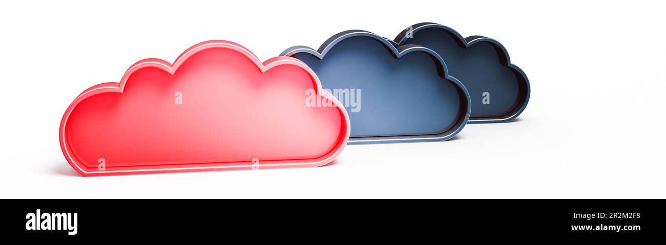 Cloud ideas concept. Panoramic 3d rendering white isolated Stock Photo