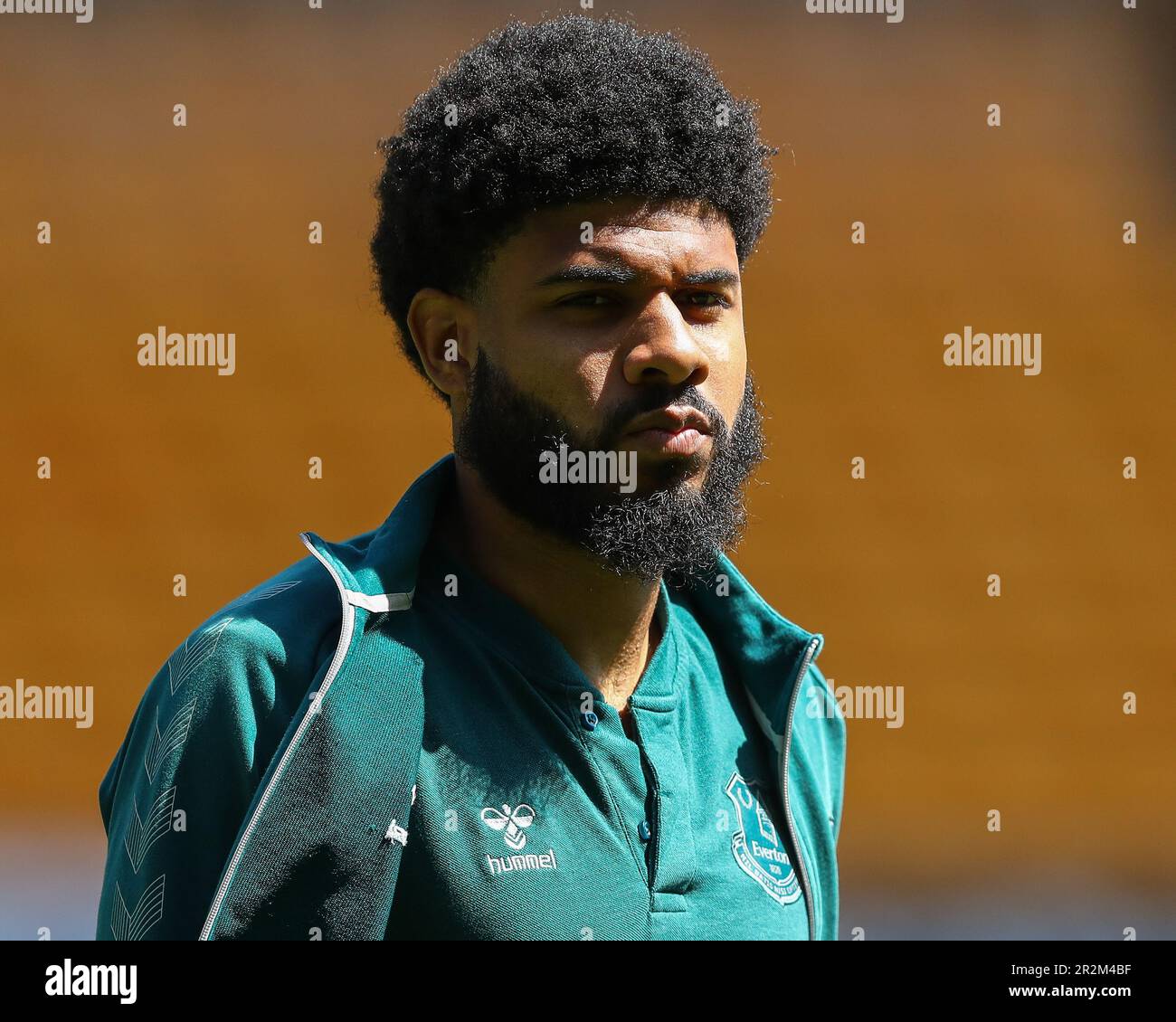 Ellis Simms #50 of Everton arrives during the Premier League match Wolverhampton Wanderers vs Everton at Molineux, Wolverhampton, United Kingdom, 20th May 2023  (Photo by Gareth Evans/News Images) Stock Photo