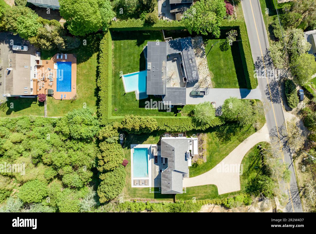 Aerial view of three homes in Amagansett Stock Photo Alamy