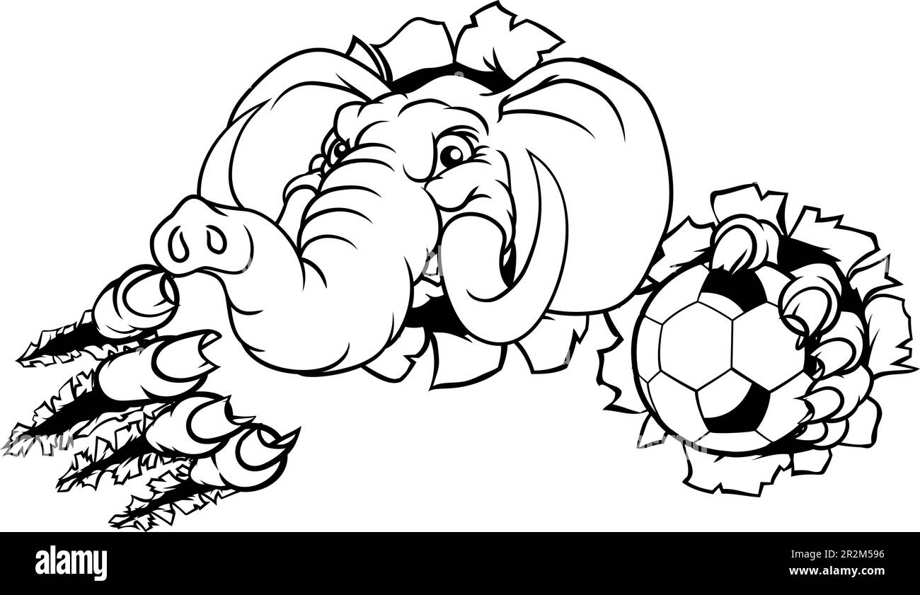 Elephant Soccer Football Ball Sports Mascot Stock Vector