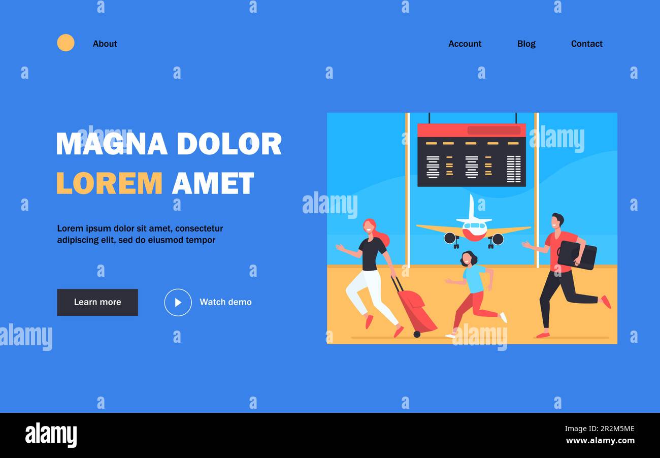 Happy family running for flight registration Stock Vector Image & Art