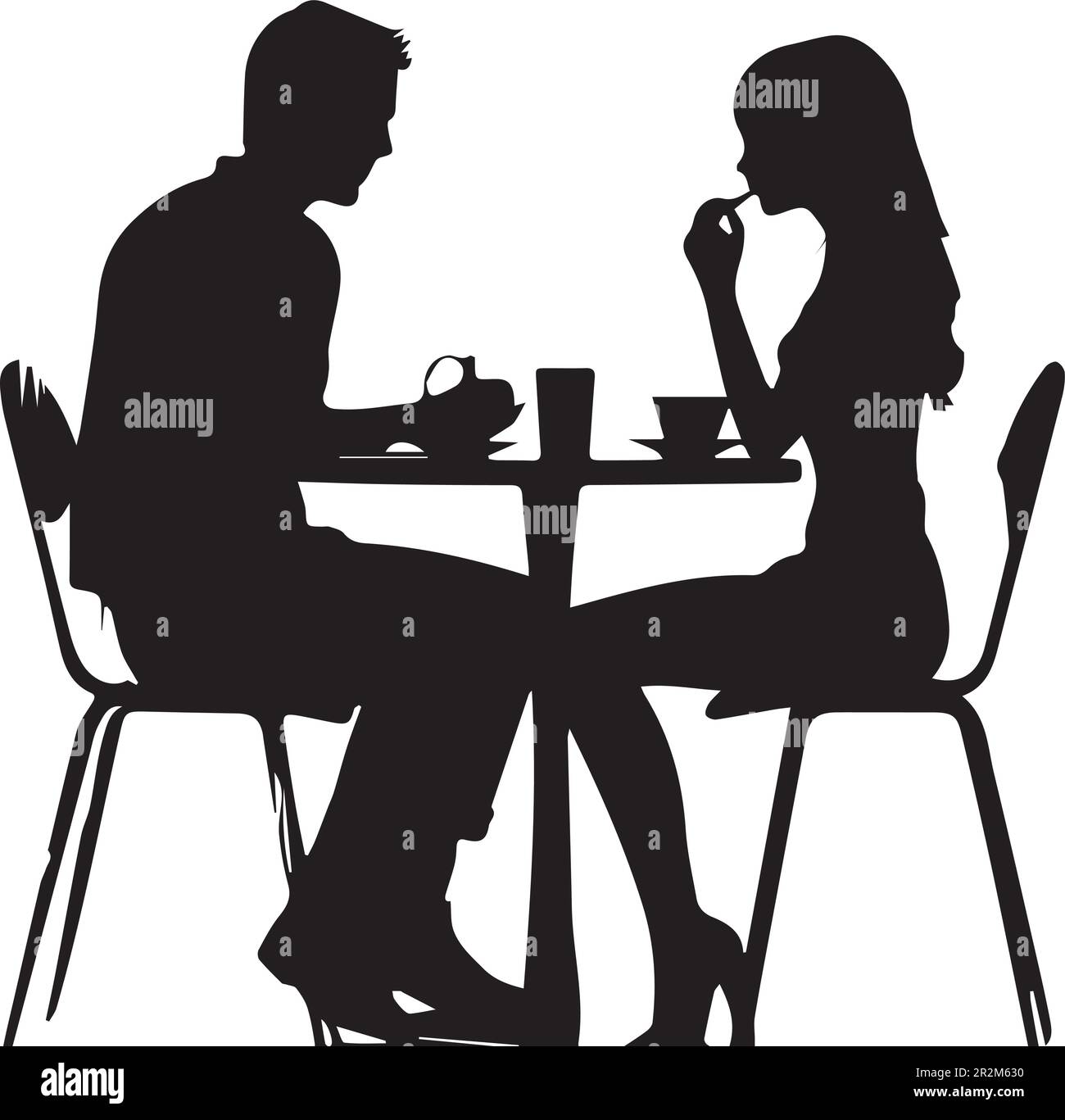 A couple of girl and boy silhouette vector illustration. Stock Vector