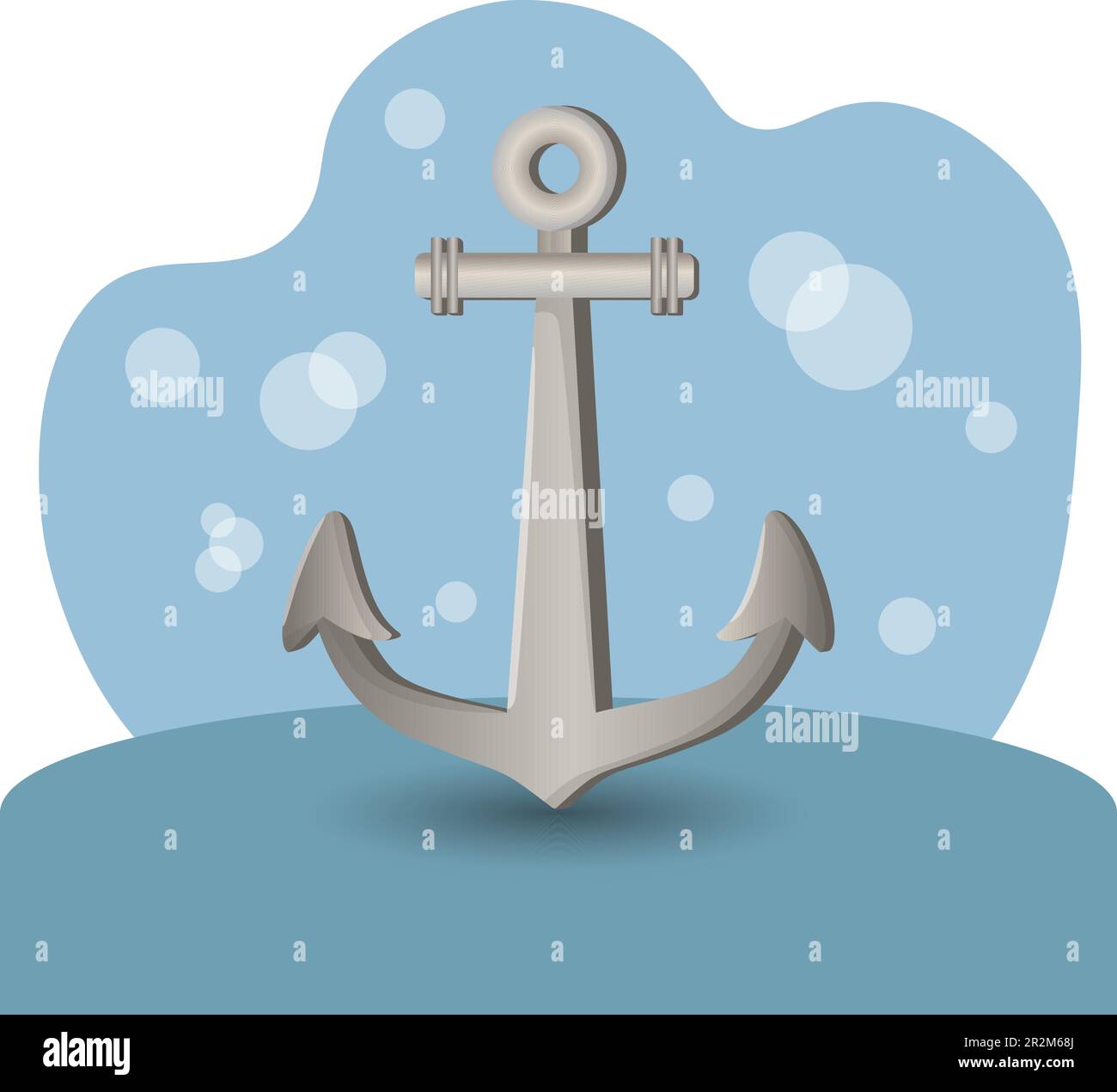 Anchor illustration. Steel, hook, underwater, equipment. Editable vector graphic design. Stock Vector