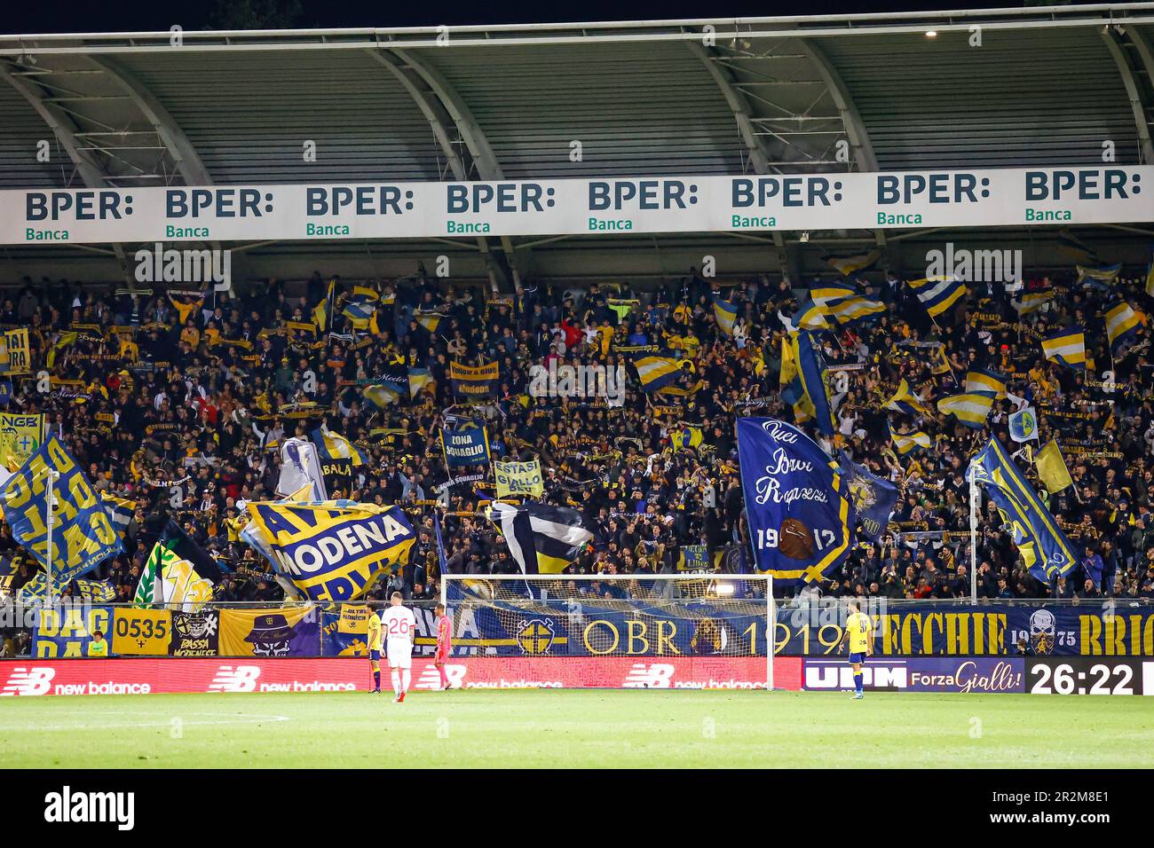 Fans of Modena during SPAL vs Modena FC, Italian soccer Serie B