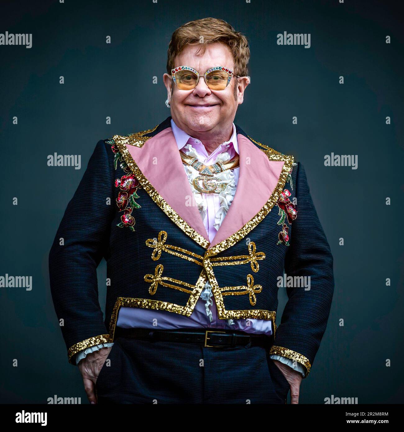 Elton John performing in Bergen, Norway on June 4th 2019 as part of his Goodbye Yellow Brick Road Tour Stock Photo