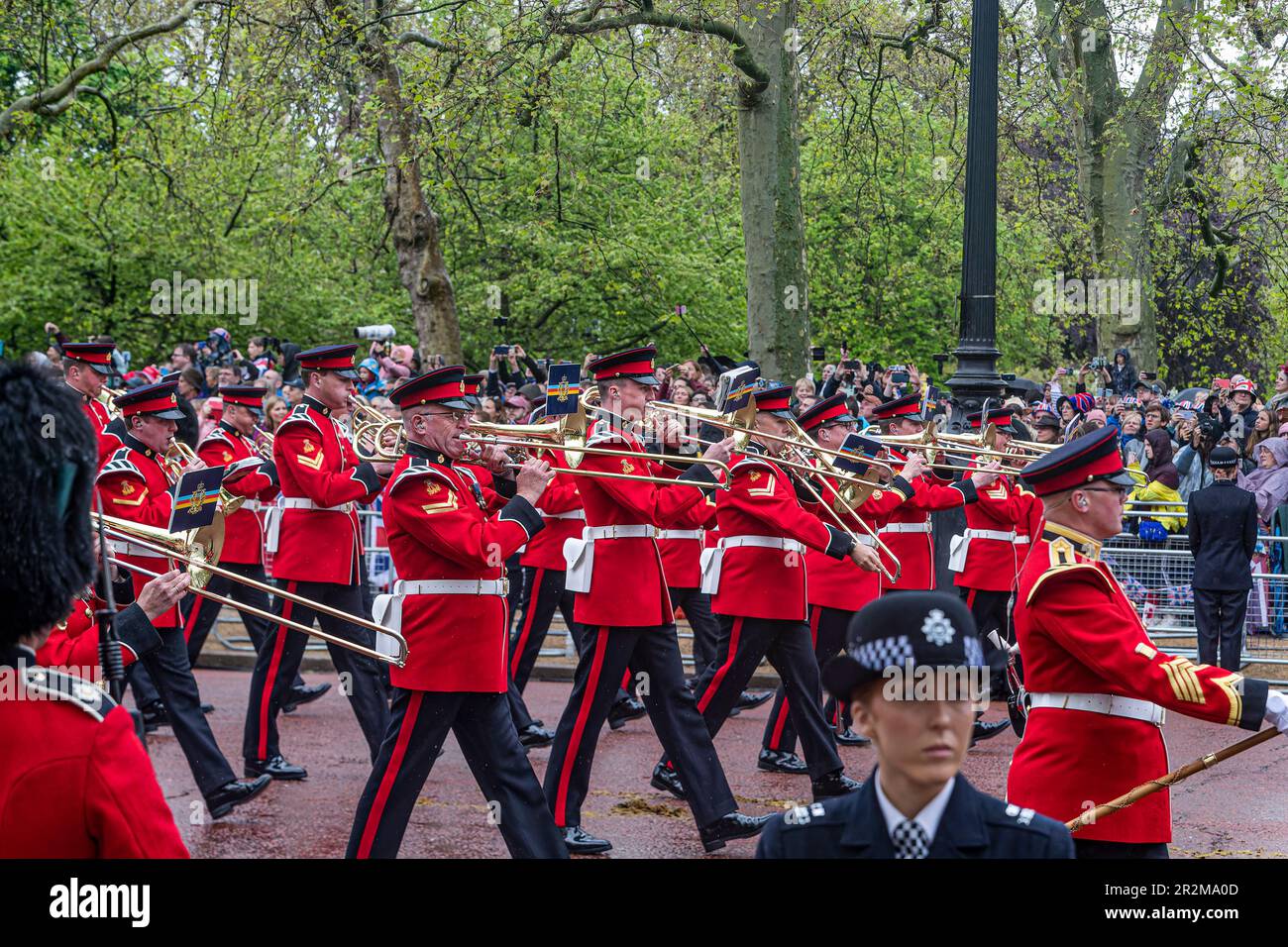 Marching military band for Coronation of King Charles III Stock Photo