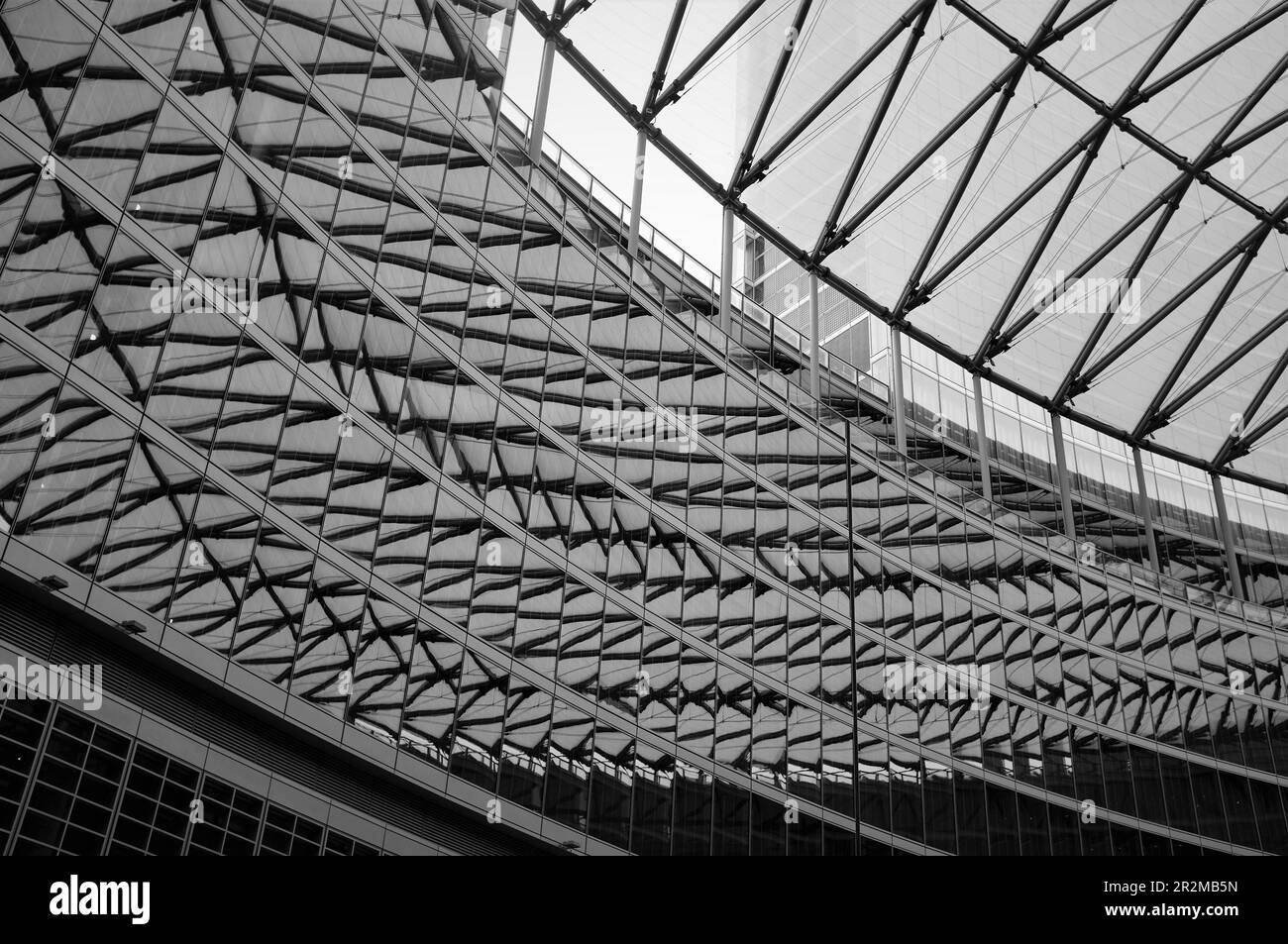 Architectural details of the modern roofing structure of the new complex of Regione Lombardia in Milan, Italy. Stock Photo