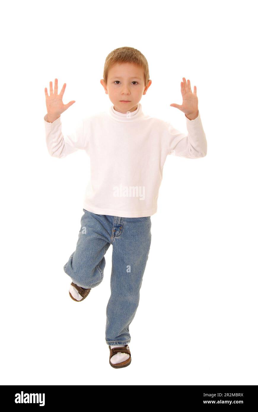 Happy and cheerful boy isolated on white Stock Photo - Alamy
