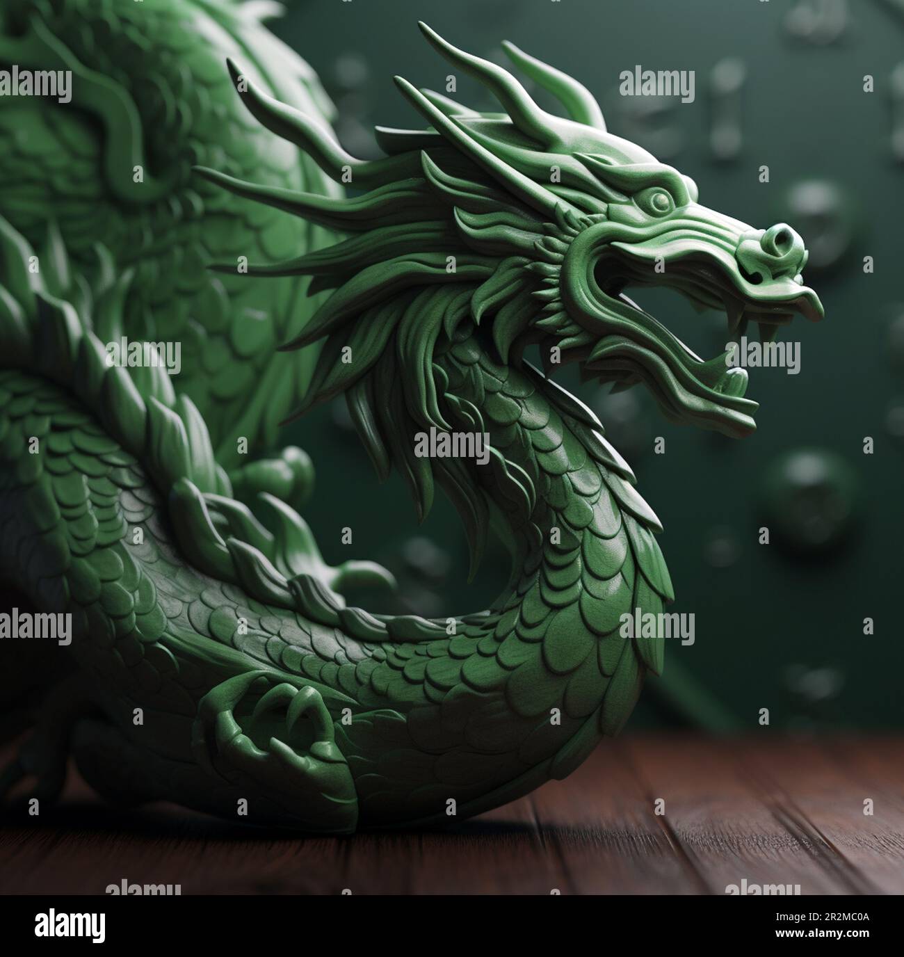 symbol of the new year 2024 green wooden dragon Stock Photo - Alamy