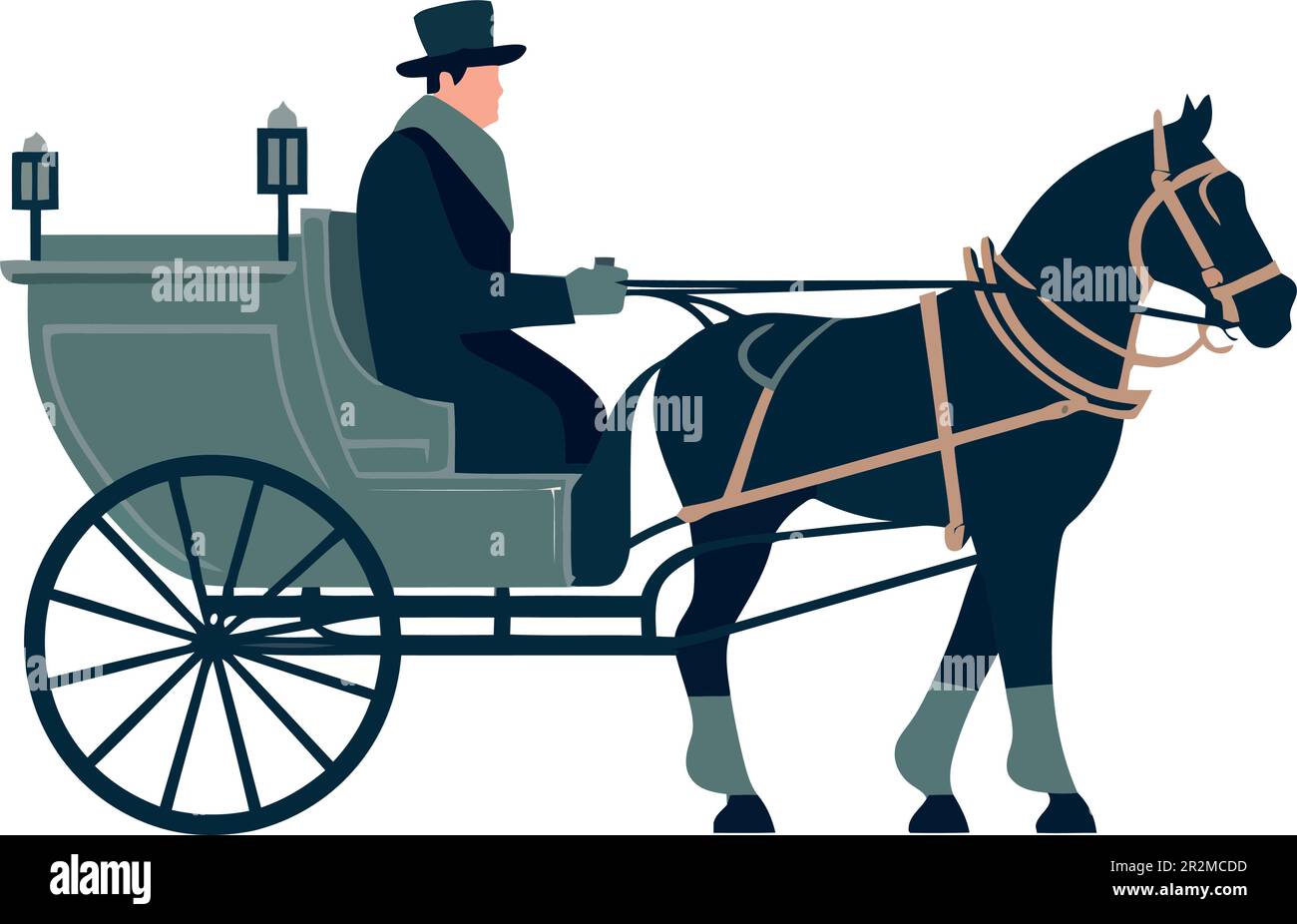 Man riding horse drawn carriage over white Stock Vector Image & Art Alamy