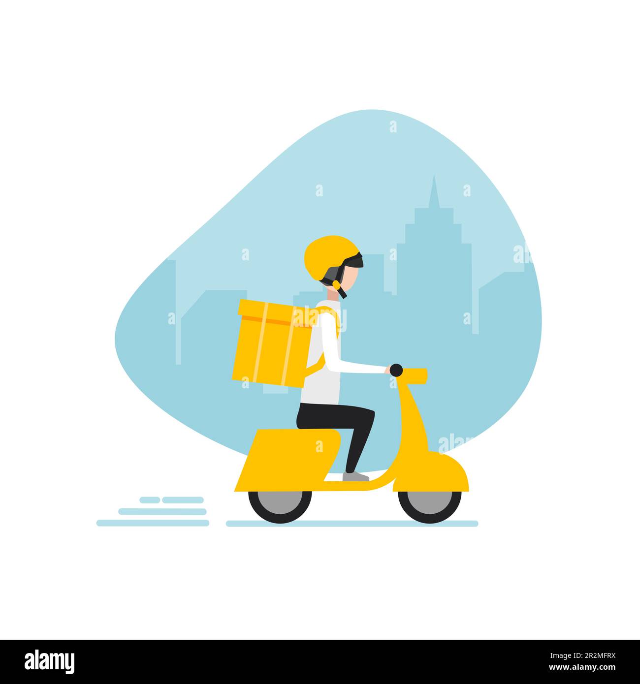 Fast delivery man on motorcycle or motobike. Express delivery service ...