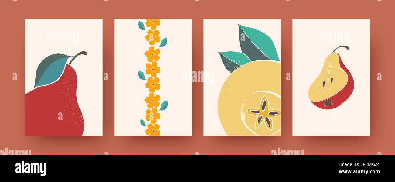 Set of contemporary art postcards with floral, natural patterns Stock ...