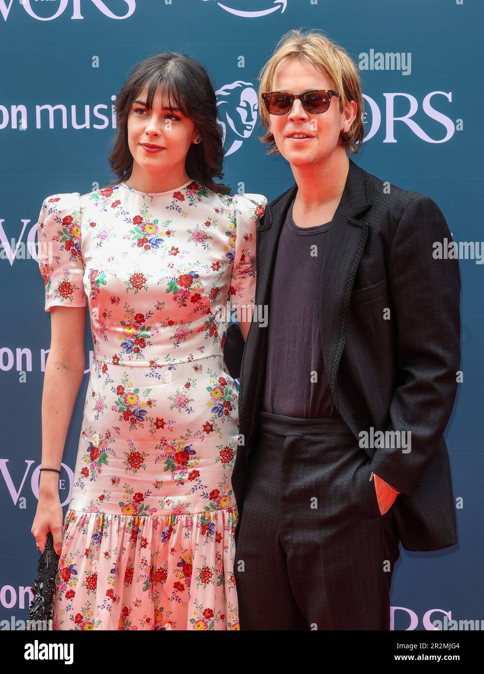 Georgie Somerville and Tom Odell seen attending The Ivors 2023 at the