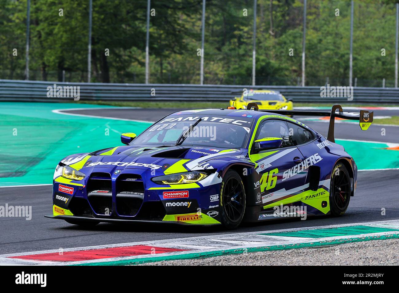 BMW M4 GT3 Team WRT of Valentino Rossi, Maxime Martin and Augusto Farfus drives during the Fanatec GT World Challenge Europe Monza at Autodromo Nazionale Monza in Monza. (Photo by Fabrizio Carabelli / SOPA Images/Sipa USA) Stock Photo