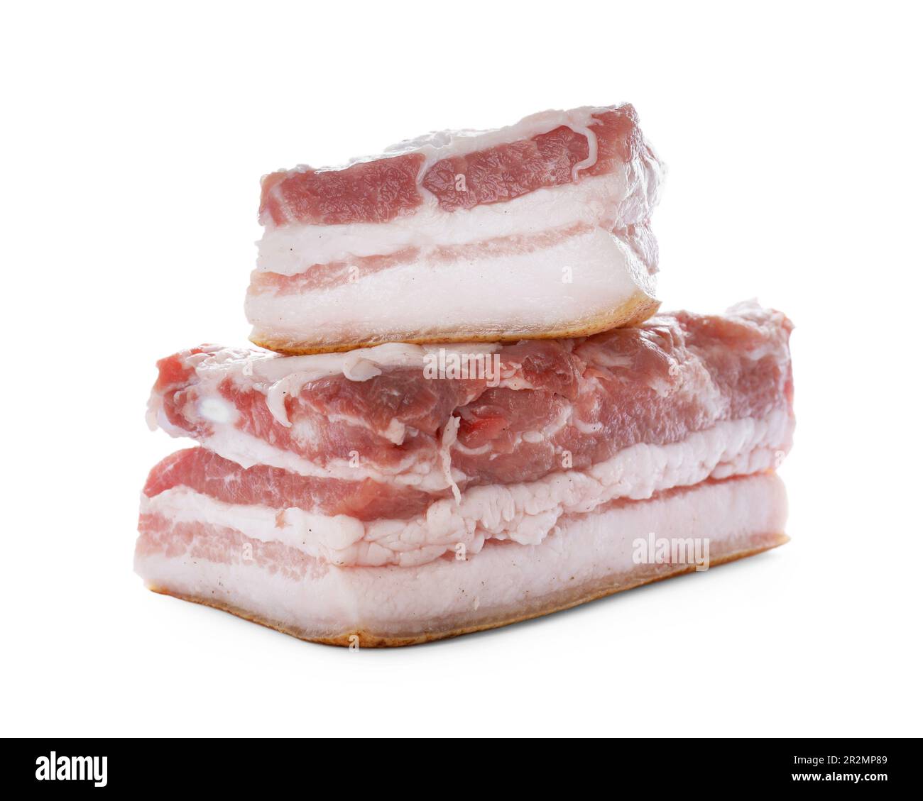 Pieces of pork fatback isolated on white Stock Photo Alamy
