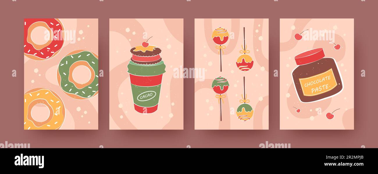 Set of contemporary posters with sweet food and drink Stock Vector ...