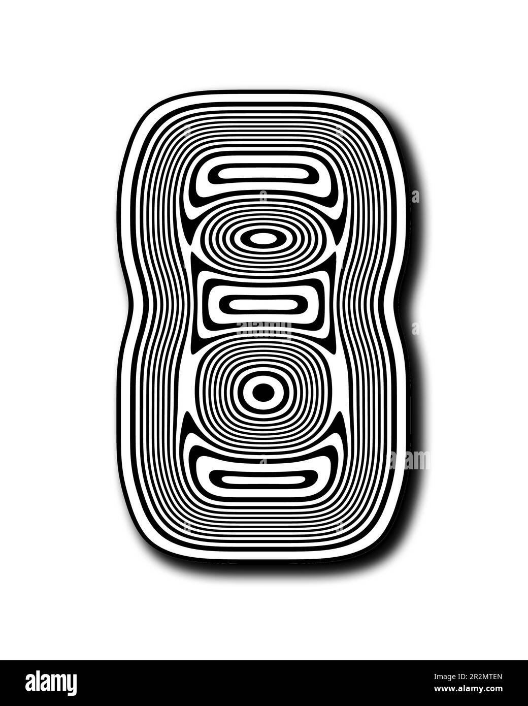 Digit eight with design Lines in black and shadow on white background ...