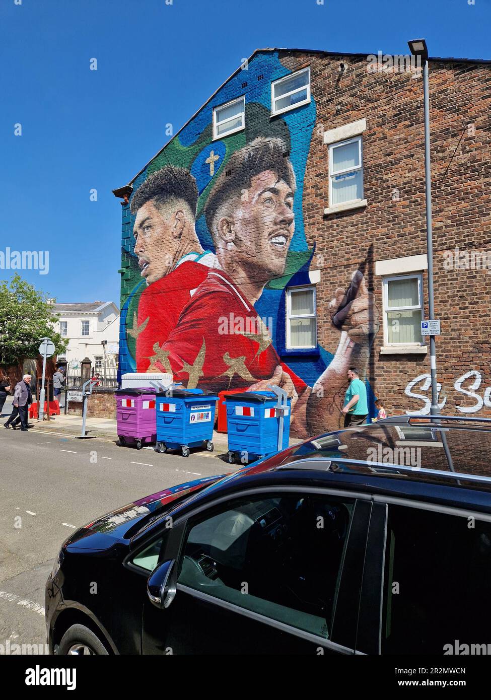 wall mural dedicated to roberto firmino in rockfield road liverpool england uk Stock Photo