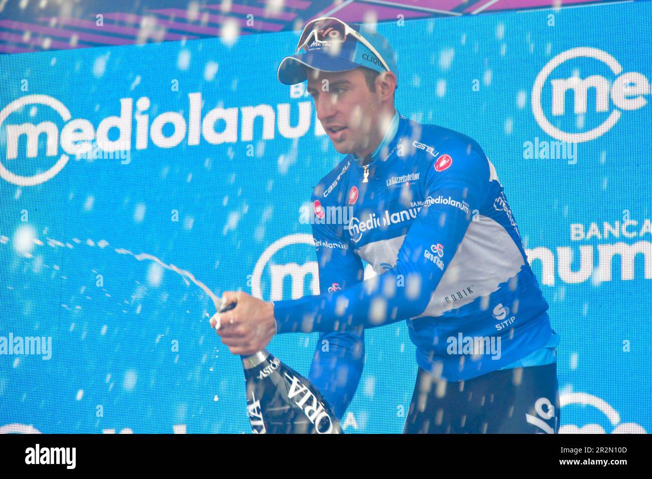 Cassano Magnago, Italy. 20th May, 2023. Davide Bais - Maglia Azzurra -  Stage 14 Giro d'Italia 2023 during the Giro d'Italia 14 stage - Sierre -  Cassano Magnago on May 20, 2023