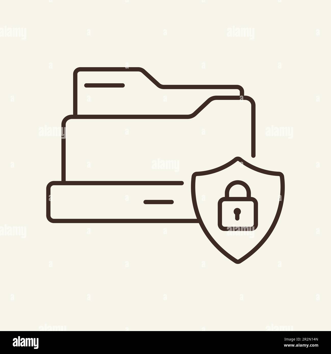 Folders and shield line icon Stock Vector