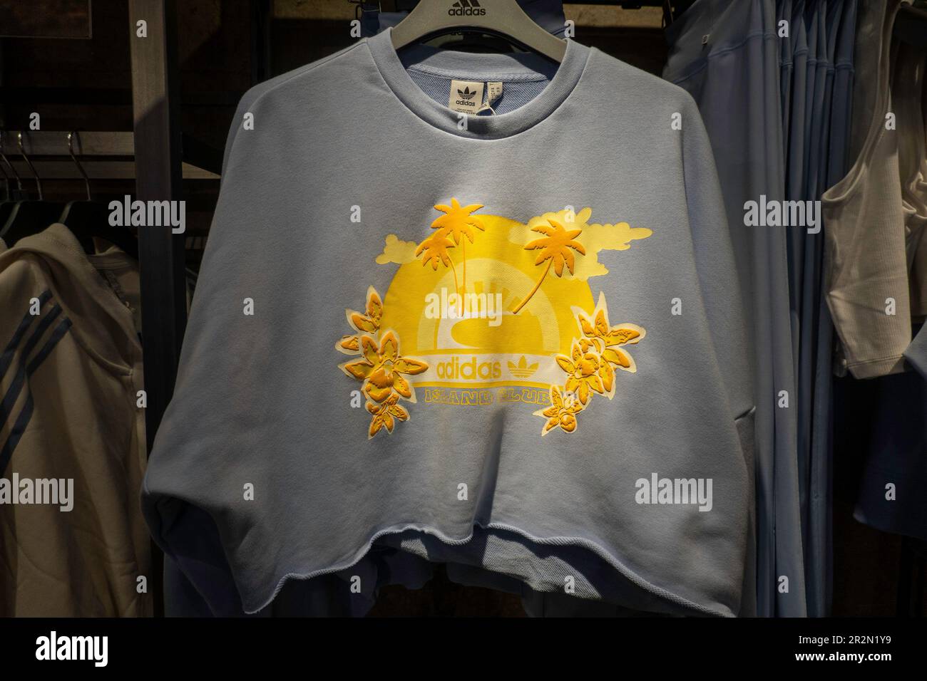 Adidas flagship storefront is located at 565 Fifth Avenue in New York City, USA  2023 Stock Photo