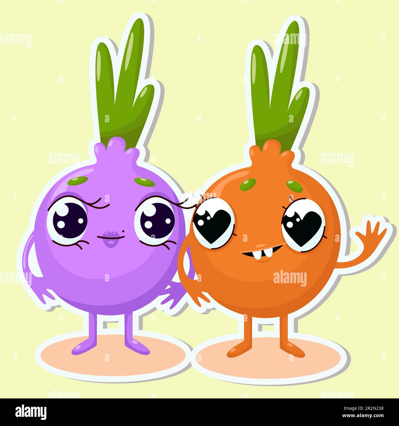 Vector illustration of onion character stickers with cute expression