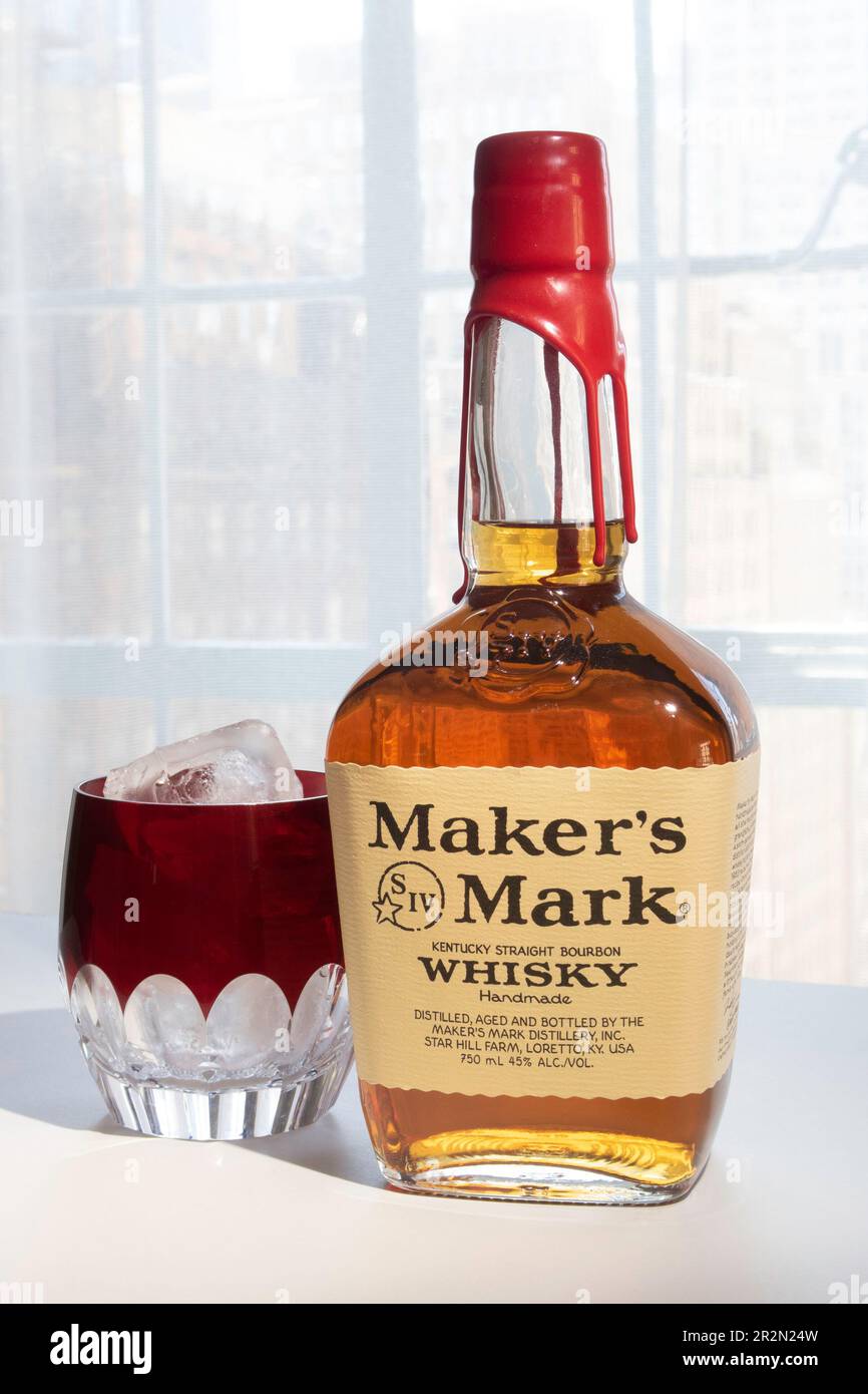 Maker's Mark is a small batch bourbon whiskey, United States Stock Photo