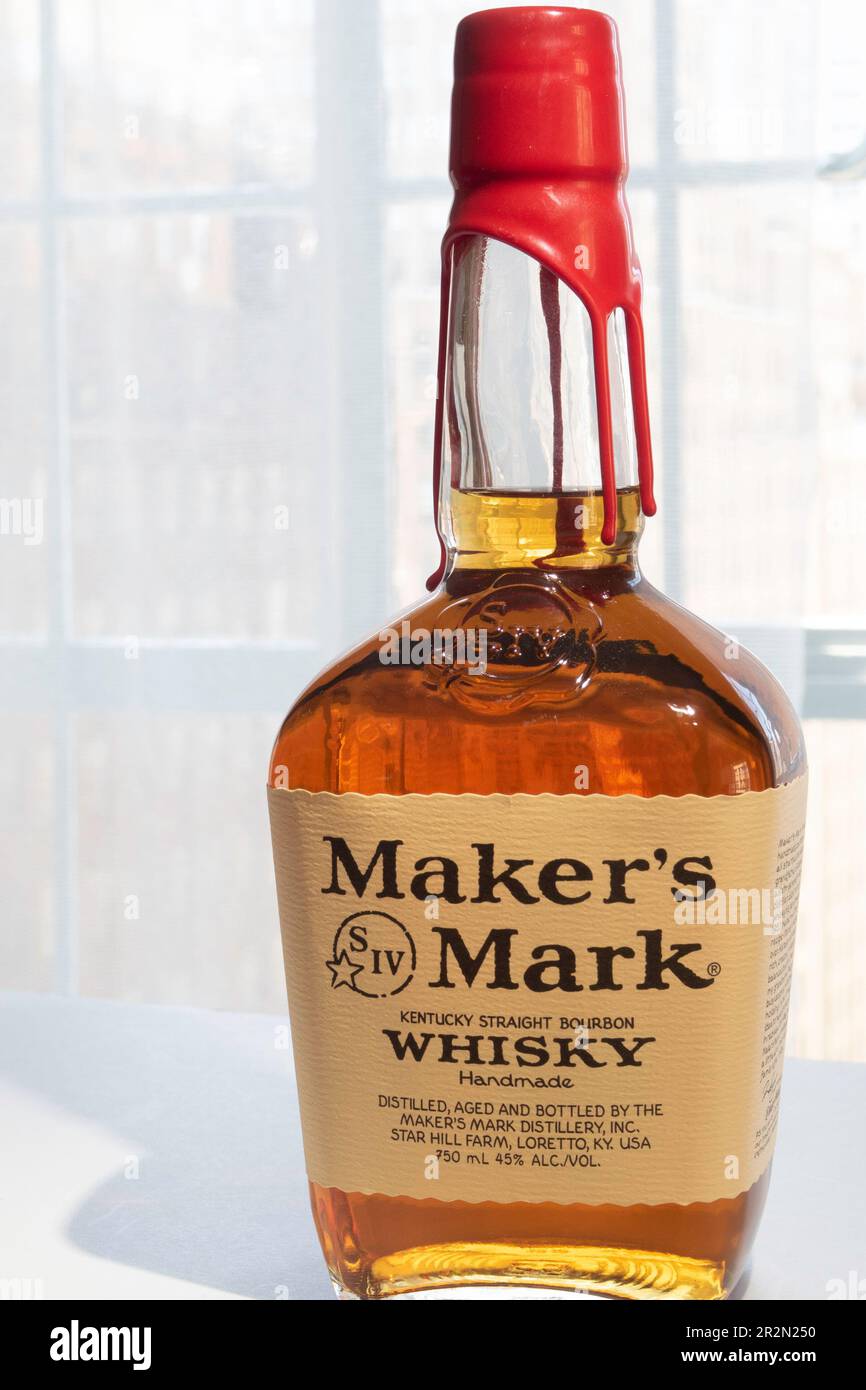 Maker's Mark is a small batch bourbon whiskey, United States Stock Photo