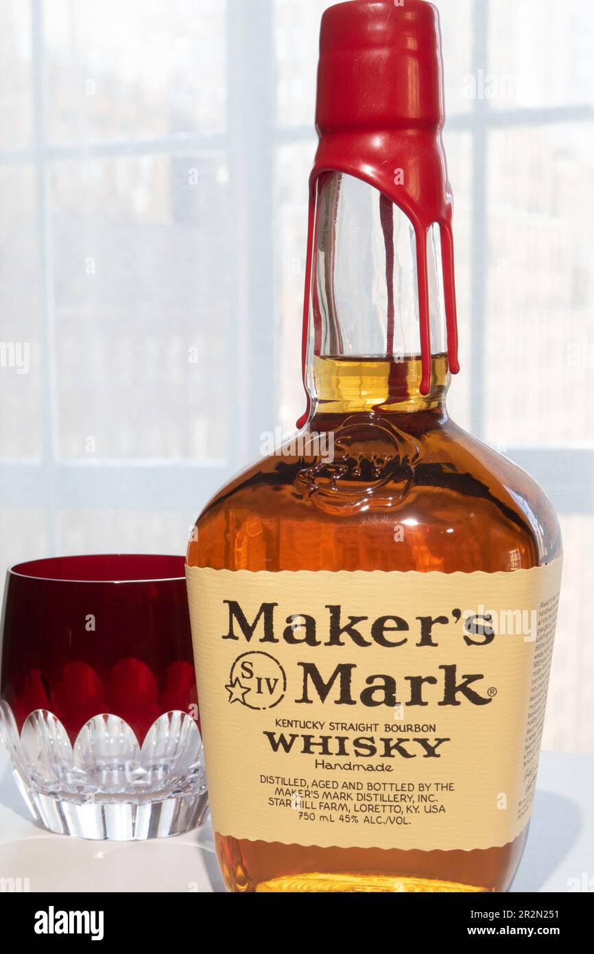Maker's Mark is a small batch bourbon whiskey, United States Stock Photo