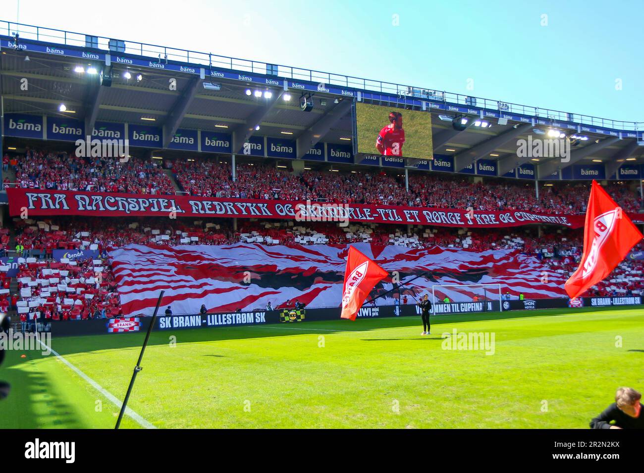 Oslo, Norway, 20th May 2023. Pre match TIFO from Brann before the cup final between Brann and Lillestrøm.   Credit: Frode Arnesen/Alamy Live News Stock Photo