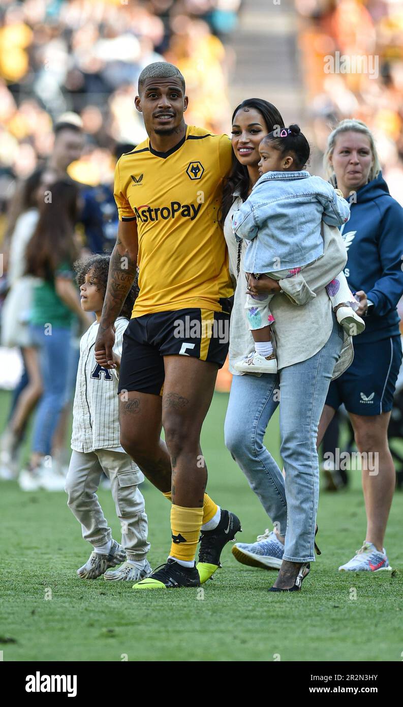 20th May 2023;  Molineux Stadium, Wolverhampton, West Midlands, England; Premier League Football, Wolverhampton Wanderers versus Everton; Mario Lemina of Wolves with his family Stock Photo